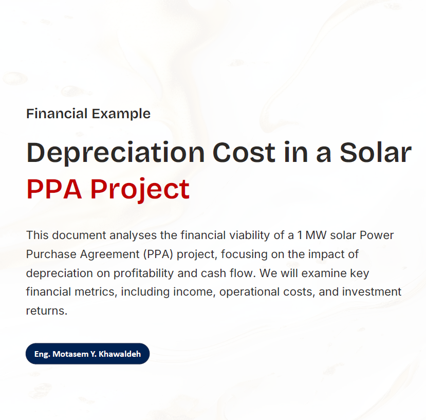 Depreciation Cost in a Solar PPA Project